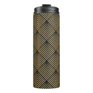 Garrafa Térmica Art Deco Pattern. Serralheiro preto sem costura e