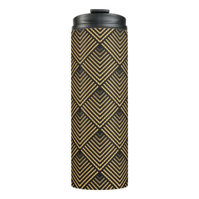 Garrafa Térmica Art Deco Pattern. Serralheiro preto sem costura e  (Frente)