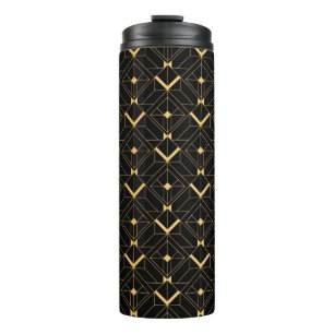 Garrafa Térmica Art Deco Pattern. Serralheiro preto sem costura e