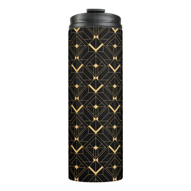 Garrafa Térmica Art Deco Pattern. Serralheiro preto sem costura e  (Frente)