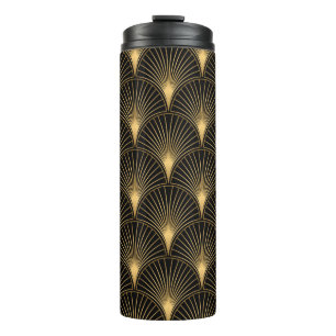 Garrafa Térmica Art Deco Pattern. Serralheiro preto sem costura e