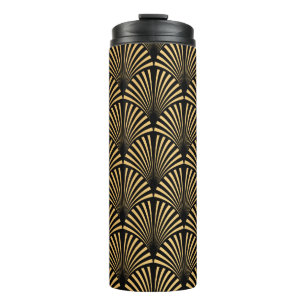 Garrafa Térmica Art Deco Pattern. Serralheiro preto sem costura e
