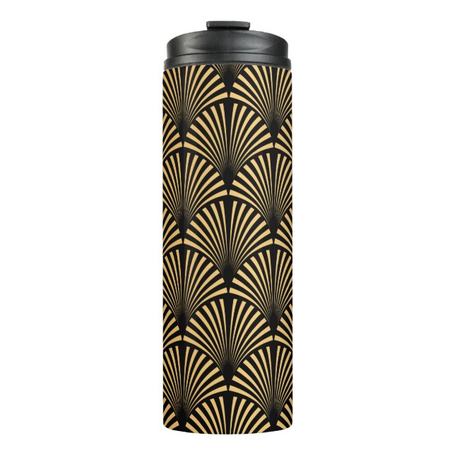 Garrafa Térmica Art Deco Pattern. Serralheiro preto sem costura e  (Frente)