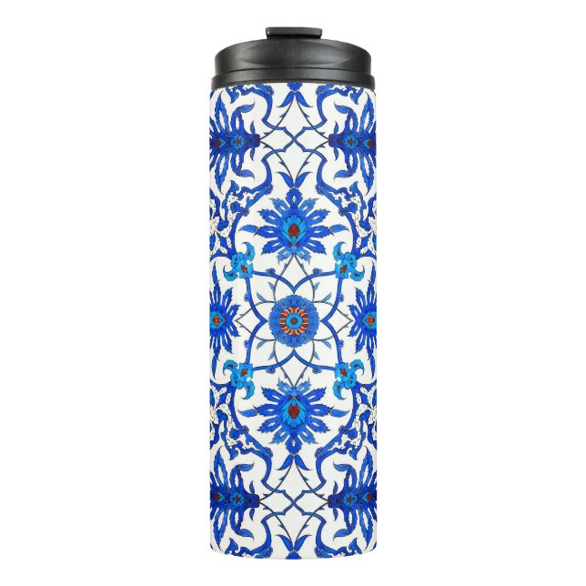 Garrafa Térmica Art Nouveau Azulejo Chinês, Cobalt Azul e Branco (Frente)