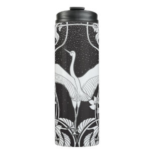 Garrafa Térmica Art Nouveau: Ilustração de Aves Florais