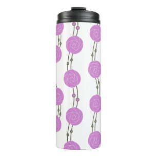 Garrafa Térmica Art Nouveau Mackintosh Rosas Listras Rosa