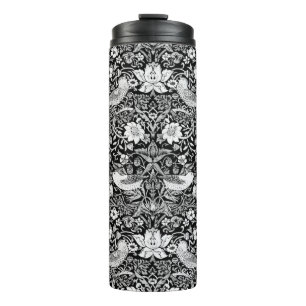 Garrafa Térmica Art Nouveau Pássaro e Flor, Preto e Branco