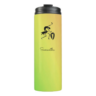 Garrafa Térmica Arte Africana, Colorida, Dançarina Silhouette Incr