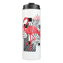 Garrafa Térmica Arte Botânica de Flamingo Vermelho Moderno - Tro M