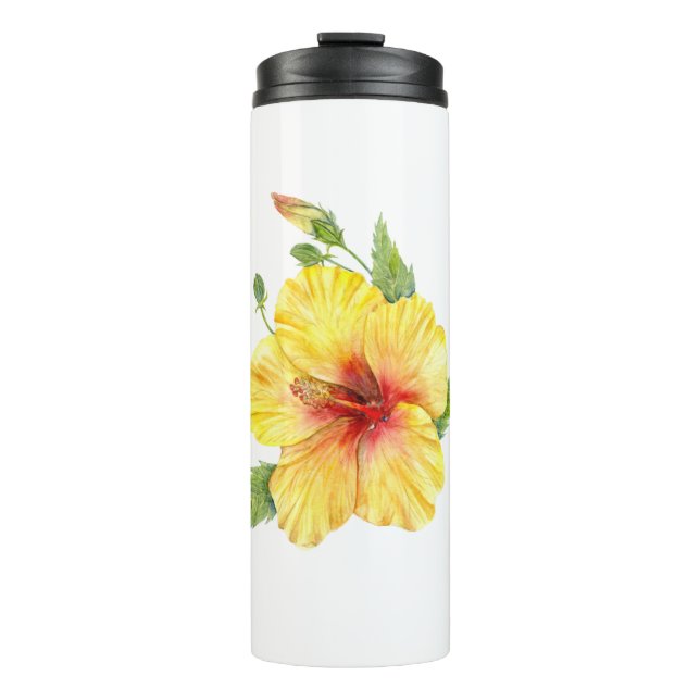 Garrafa Térmica Arte Botânica Yellow Hibiscus (Frente)