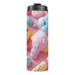 Garrafa Térmica Arte de Criatura de Brinquedo Pastel Kawaii
