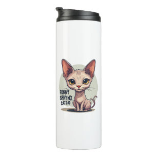 Garrafa Térmica Arte de desenho animado de pai de gato Sphynx engr