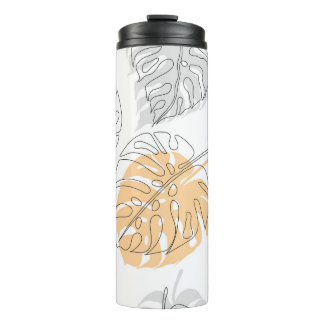 Garrafa Térmica Arte de Desenho de Linha Monstera Exótica