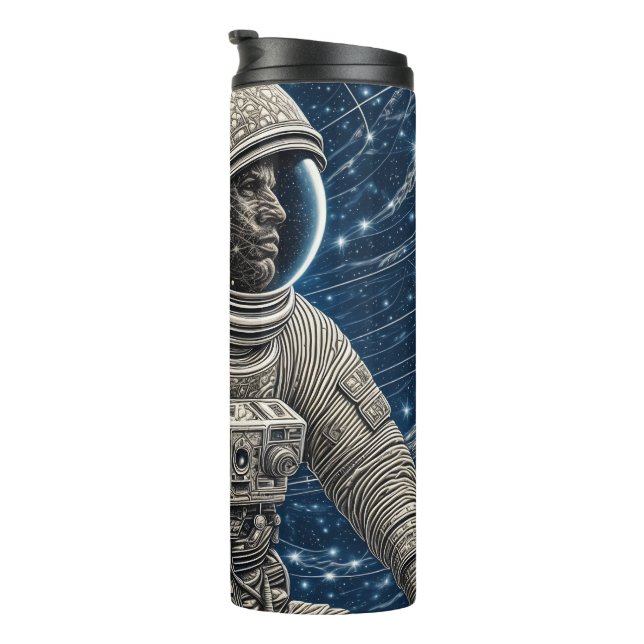 Garrafa Térmica Arte de IA Astronauta no Espaço (Rotação à direita)