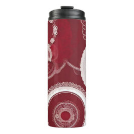 Garrafa Térmica Arte de IA floral vermelho escuro