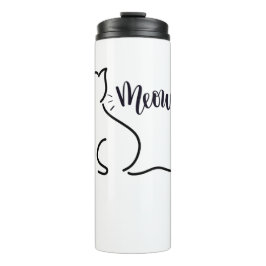 Garrafa Térmica Arte de Linha de Gato de Miau | Design de Gato Min