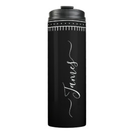 Garrafa Térmica Arte de Monocromo Preto Minimalista com Nome Perso