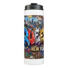 Garrafa Térmica Arte de Parede com Grafite de Queens Nova York