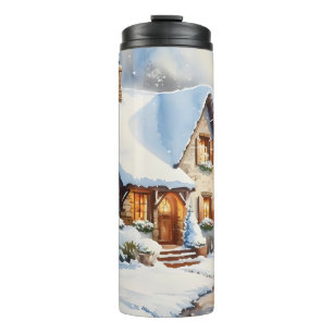 Garrafa Térmica Arte de Pintura por Aquarela em Neve