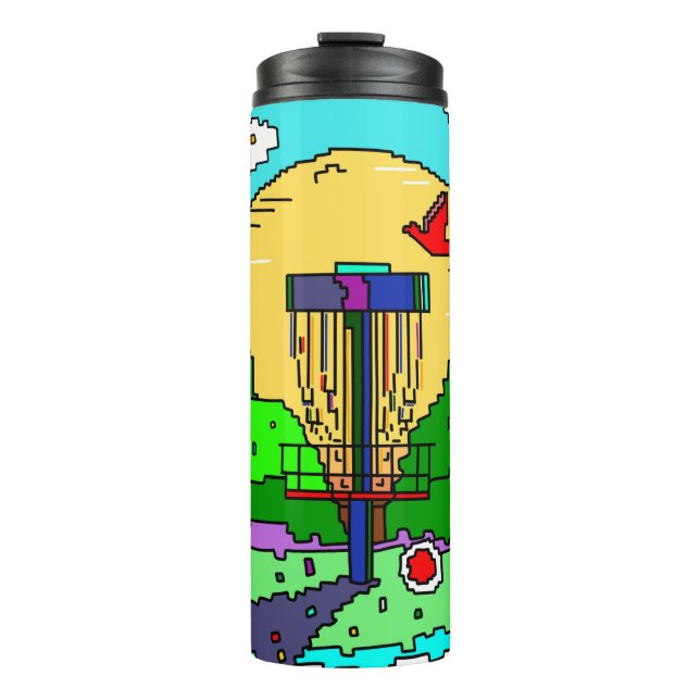 Garrafa Térmica Arte de Pixel de Golf de Disco (Frente)