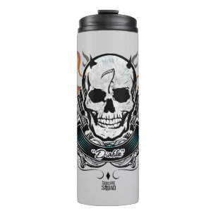 Garrafa Térmica Arte do tatuagem do crânio & das chamas do pelot