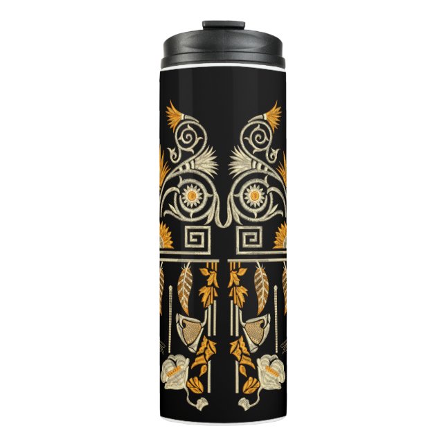 Garrafa Térmica Arte egípcia tradicional fronteira dourada crie mã (Frente)