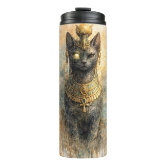 Garrafa Térmica Arte em Aquarela da Deusa Gata Bastet do Antigo Eg
