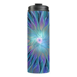 Garrafa Térmica Arte Fractal Abstrato de Sonho Roxo Azul