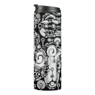 Garrafa Térmica Arte Geométrica Preto e Branco 3