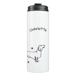 Garrafa Térmica Arte Minimalista Dachshund - Seu Texto, Seu Estilo