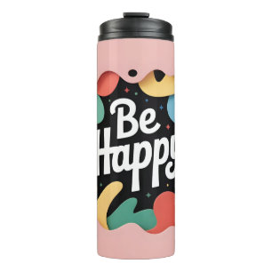 Garrafa Térmica Arte Motivacional em Camadas: Frase "Seja Feliz" 
