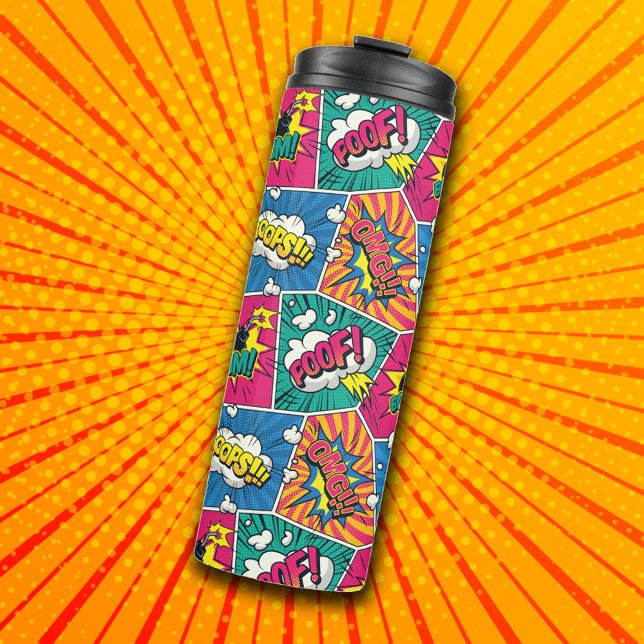 Garrafa Térmica Arte Pop de Quadrinhos (Criador carregado)