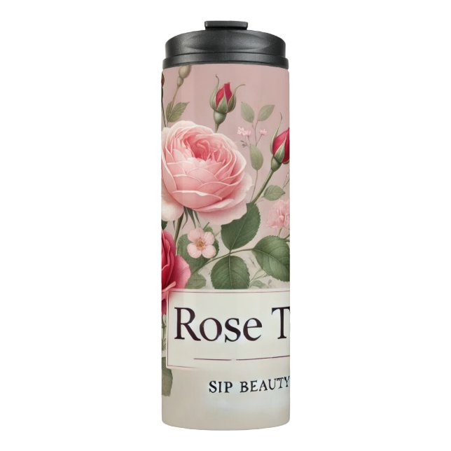Garrafa Térmica Arte rosa Tea Design AI (Frente)