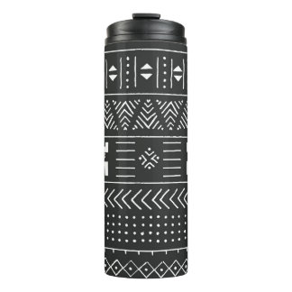 Garrafa Térmica Arte Tribal Africana: Preto Geométrico e Branco