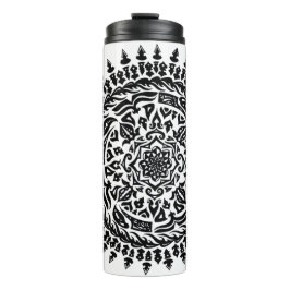 Garrafa Térmica Arte Tribal Mandala Desenhada à Mão