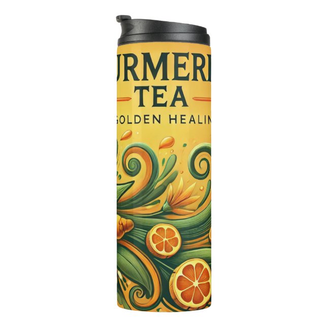 Garrafa Térmica Arte Turmeric Tea Design AI (Rotação à direita)
