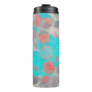 Garrafa Térmica Arte vermelha azul do padrão floral romântico / 