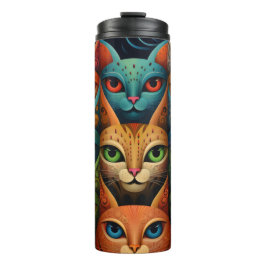 Garrafa Térmica Artsy Colorful Cat Family 2 Selfie moode