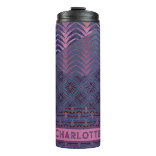 Garrafa Térmica Artsy Infinity Star Azul-Marinho e Rosa Personaliz