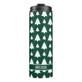 Garrafa Térmica Árvore de Natal de Abeto Verde e Branco Padrão e N