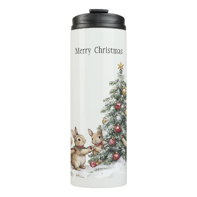 Garrafa Térmica Árvore de Natal dos Coelhinhos (Frente)