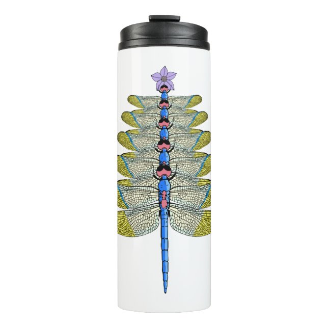 Garrafa Térmica Árvore de Natal Dragonfly, inseto de Natal (Frente)