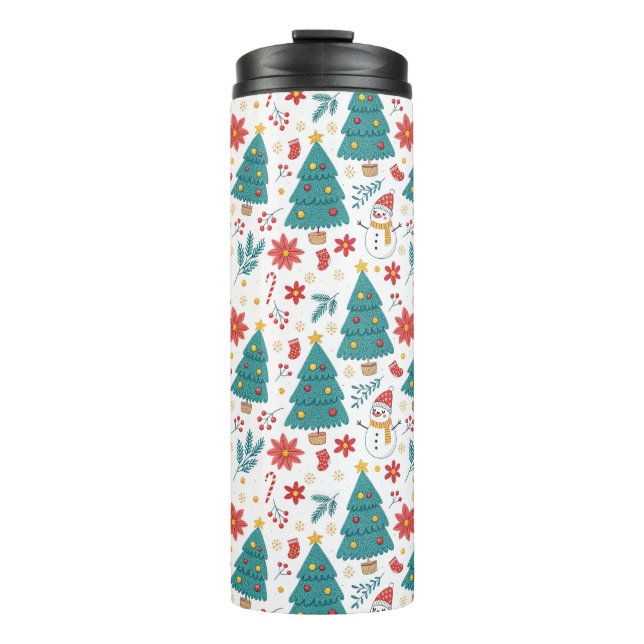 Garrafa Térmica Árvore de Natal e Boneco de Neve Caprichosos de Fé (Frente)