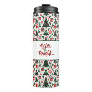 Garrafa Térmica Árvore de Natal, presentes, cana doce