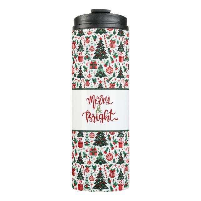 Garrafa Térmica Árvore de Natal, presentes, cana doce (Frente)