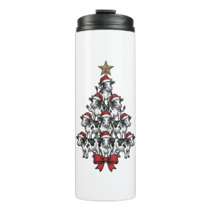 Garrafa Térmica Árvore de Natal Vaca Gravação Vintage Feriado Faze