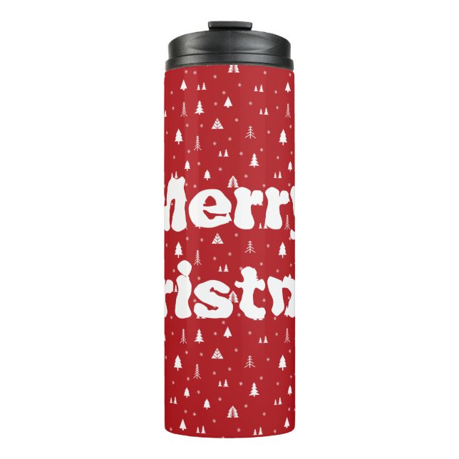 Garrafa Térmica Árvores de Natal e Flocos de Neve Tumbler Térmico (Frente)