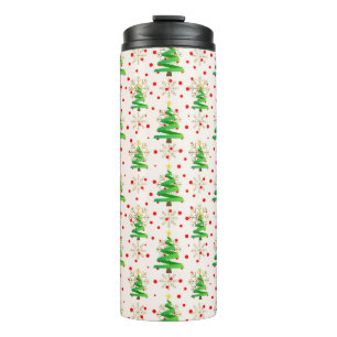 Garrafa Térmica Árvores de Natal & Flocos de Neve Dourados