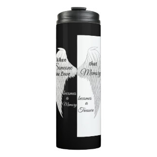 Garrafa Térmica Asas de Anjo preto e branco