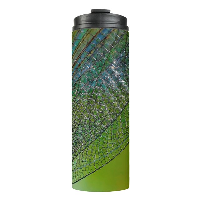 Garrafa Térmica Asas de dragonfly inseto próximo à natureza (Frente)